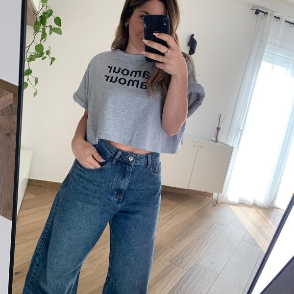 MAGLIA AMOUR CROP CON SPALLINE