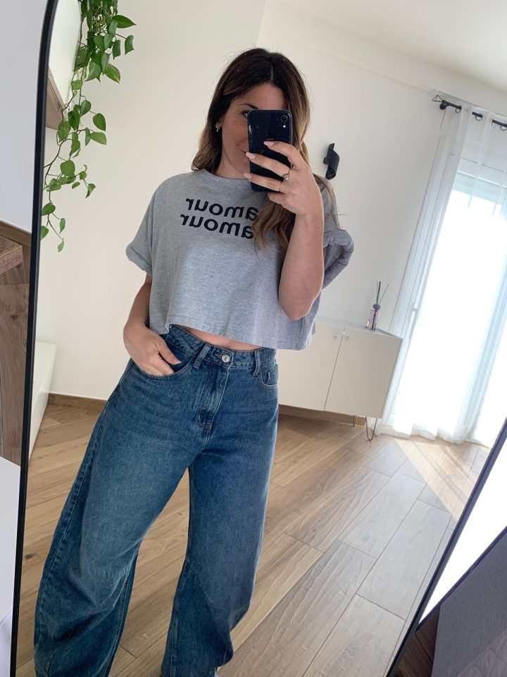 MAGLIA AMOUR CROP CON SPALLINE