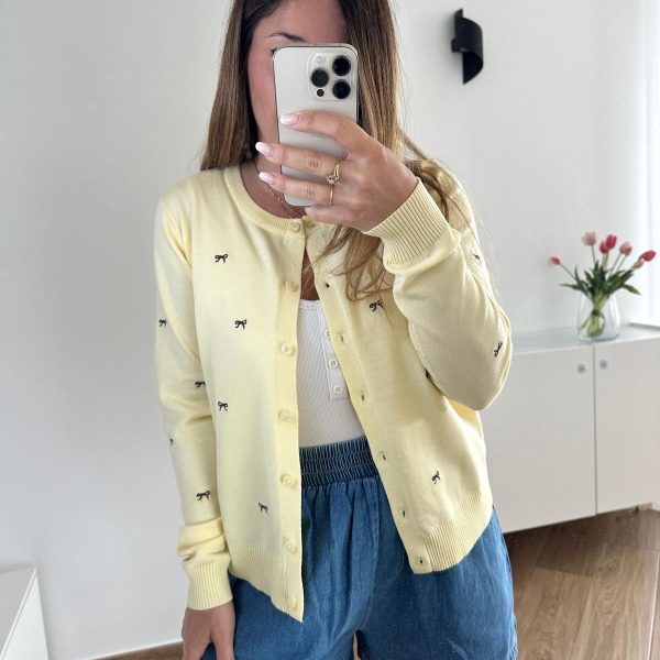 Cardigan "Coquette" Ricamato – Giallo Pastello